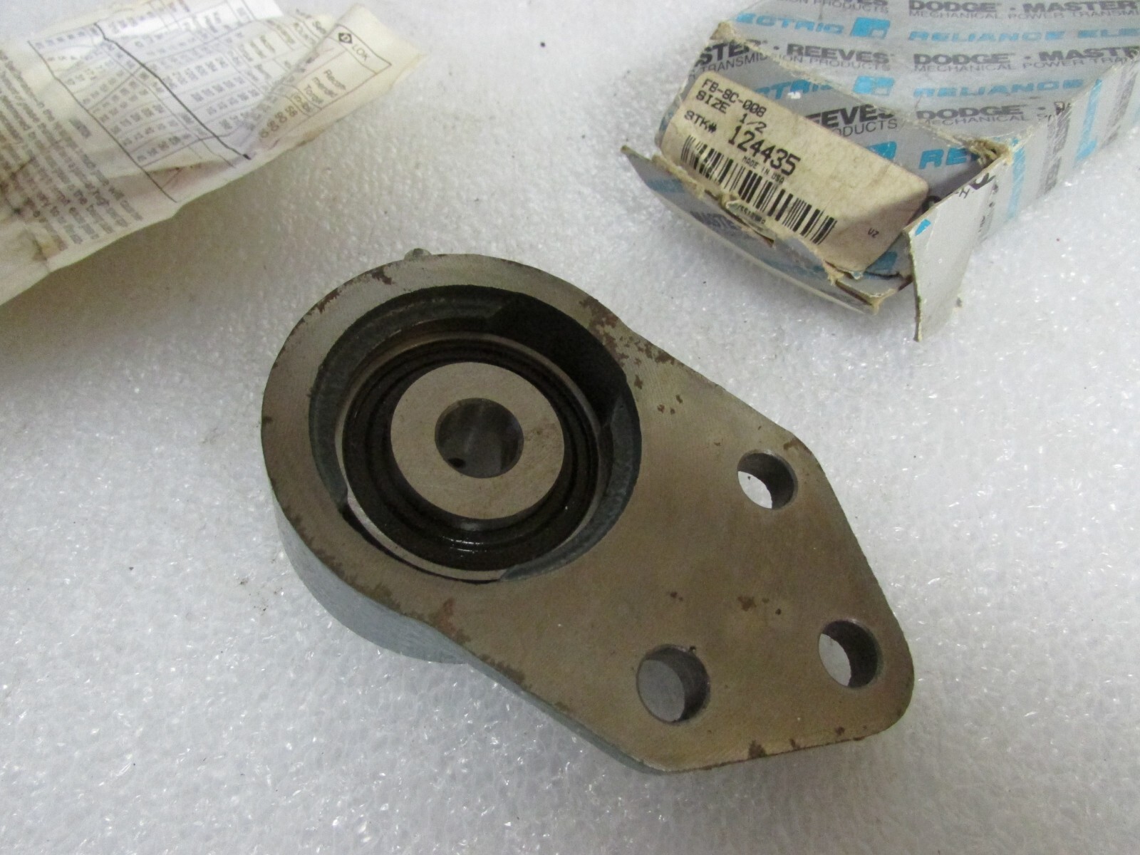 Dodge-Reliance Electric Flange Mount Ball Bearing FB-SC-008 Size 1/2 Bore 124435