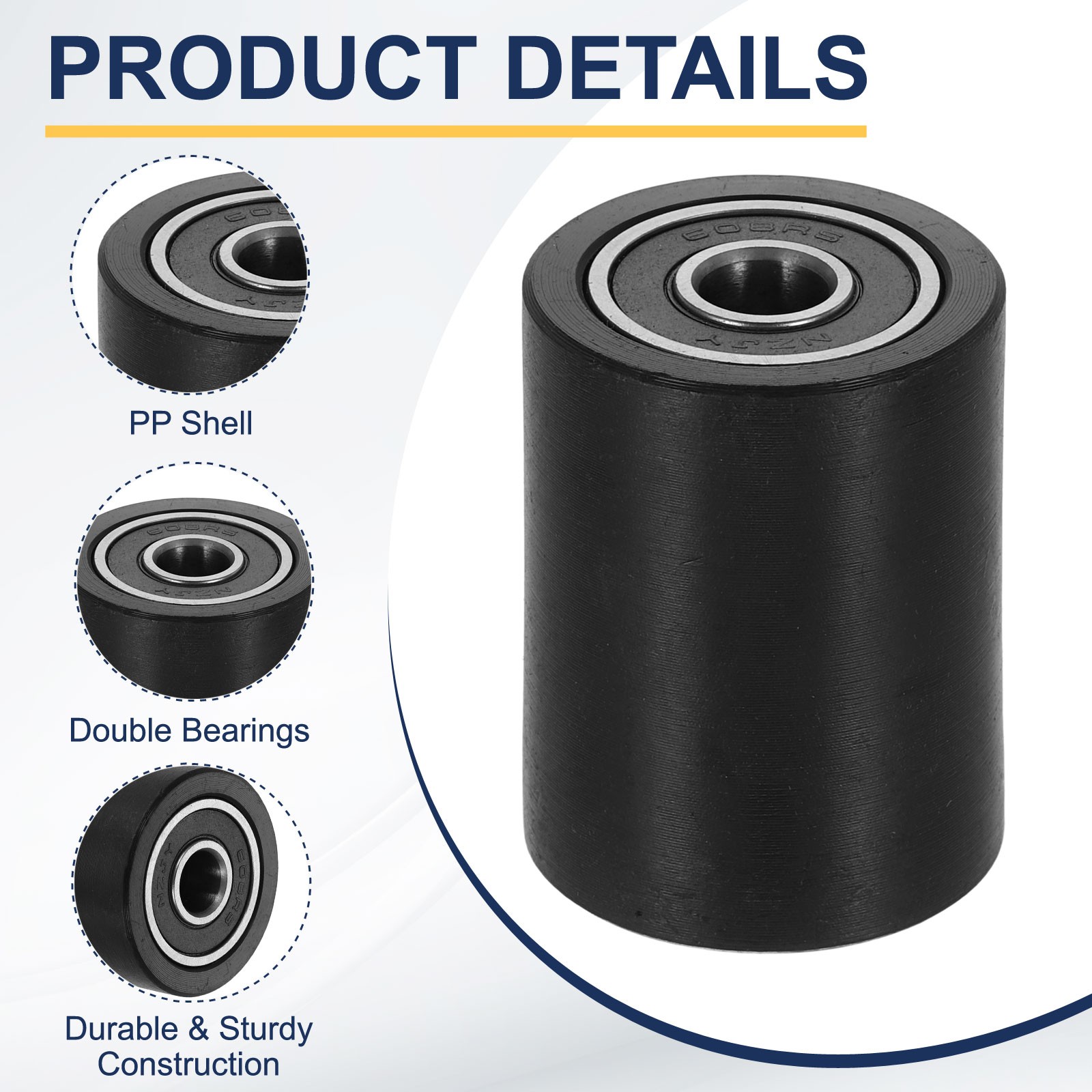 4Pcs Plastic Roller Wheel with Bearing, 5/16″x1-9/64″x1-37/64″ Bearing Pulley