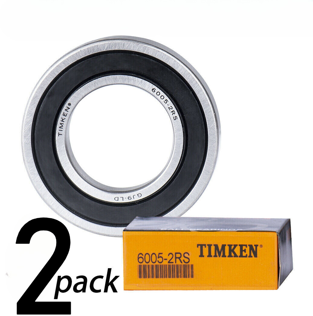 2 PACK 6005-2RS TIMKEN 25X47X12 Double Rubber Seal Bearings Free Shipping