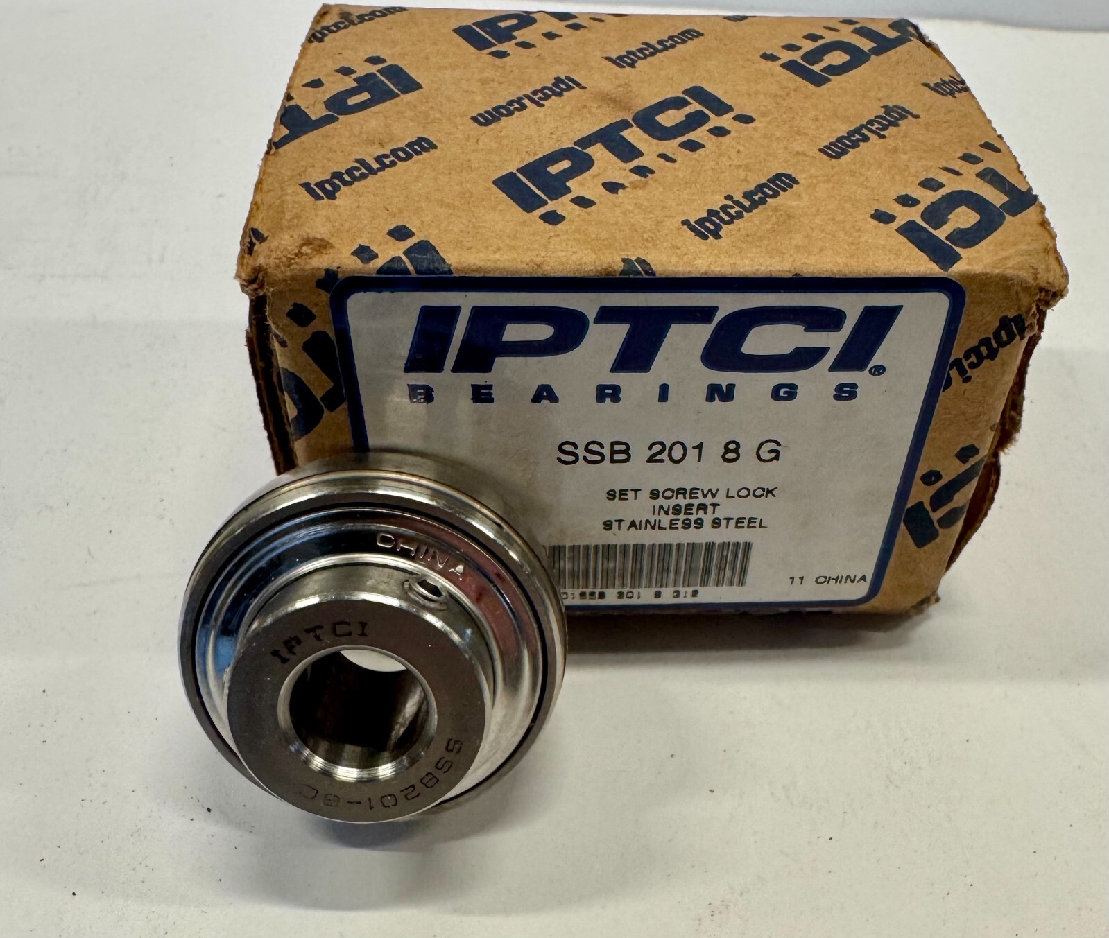 IPTCI SSB 201 8G Ball Insert Bearing, Cylindrical Bore, 1/2 in ID, Light Duty,