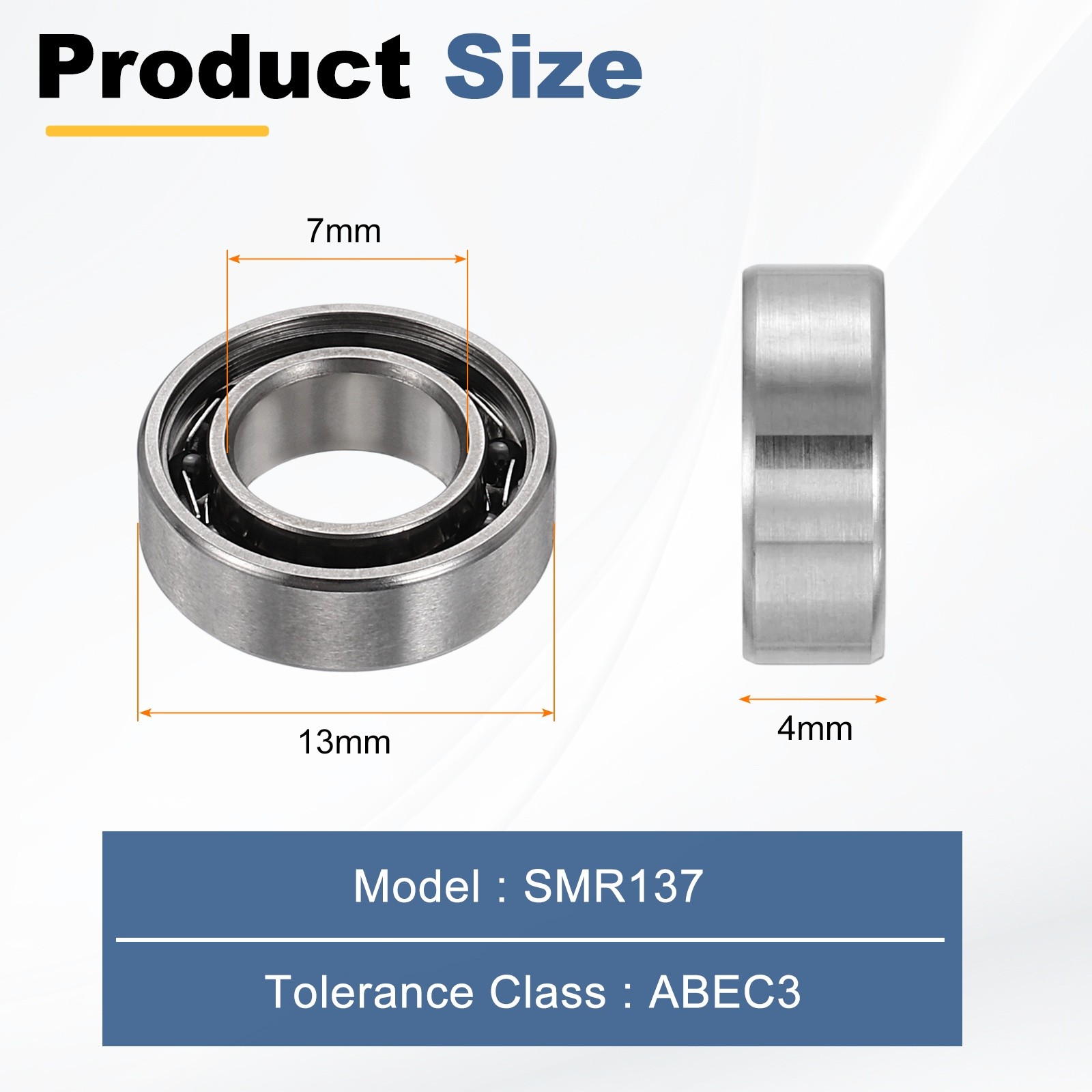 SMR137 Hybrid Ceramic Ball Bearing, ABEC3 4mm Stainless Steel Bearing