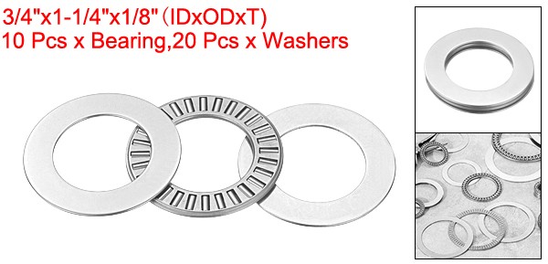 10 Pcs 3/4″x1-1/4″x1/8″ NTA1220 Needle Roller Thrust Bearings w Washers