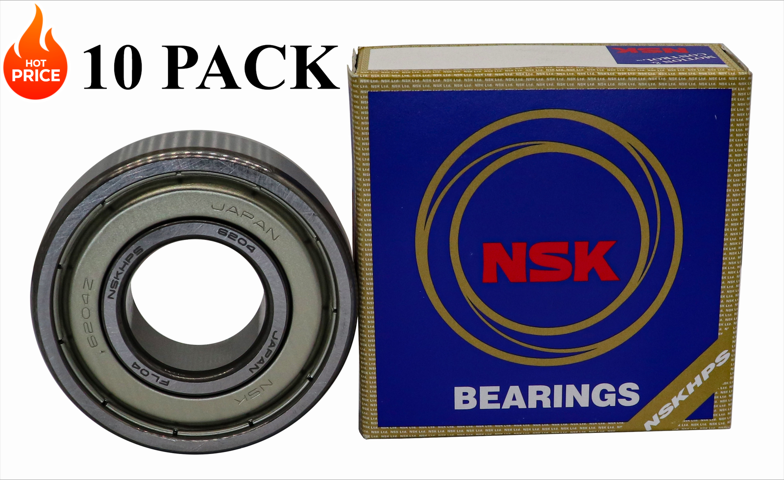10PACK NSK 6204ZZ 20X47X14MM MADE IN JAPAN Double Metal Sealed Bearings 6204-2Z