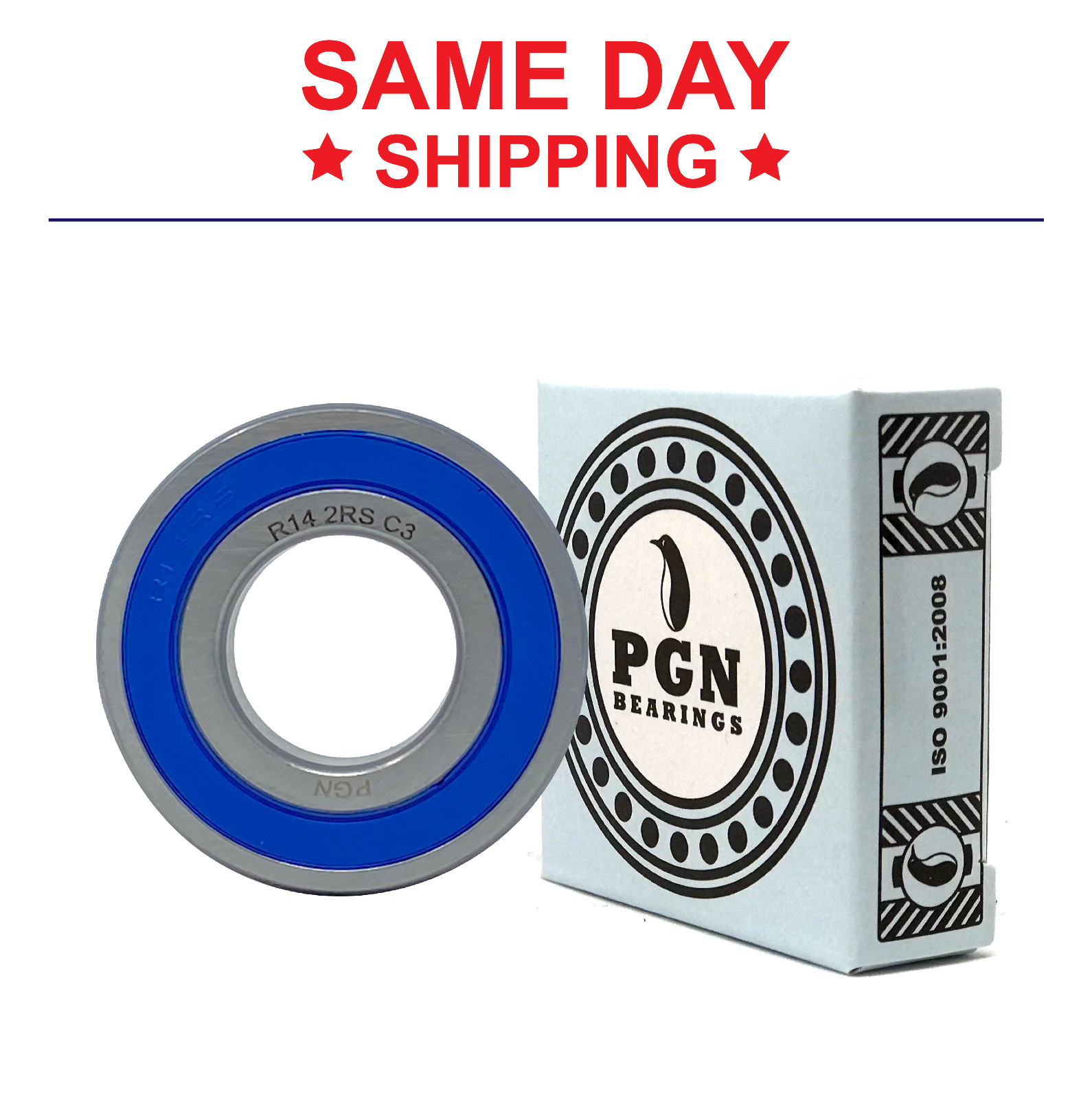 R14-2RS Premium Rubber Seal Ball Bearing C3 EMQ, 7/8″x1-7/8″x1/2″, R14rs