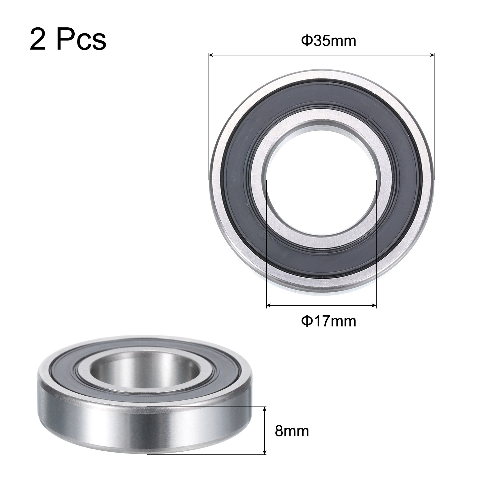 Deep Groove Ball Bearings 16003-2RS,17x35x8mm Sealed Bearings (2 PCS)