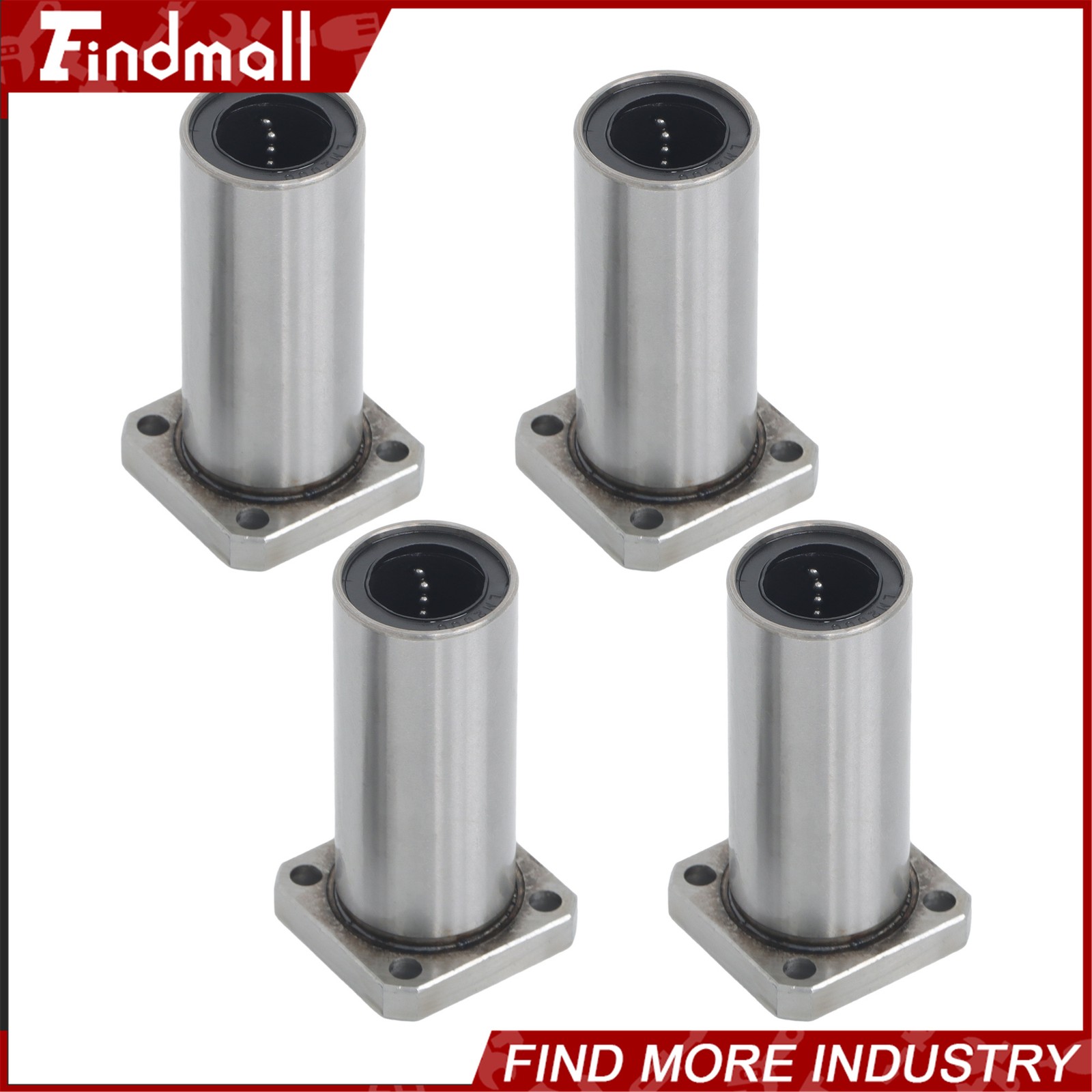 Findmall 4 Pack LMK20LUU 20x32x80mm Linear Bearing Square Flange Steel Cage CNC