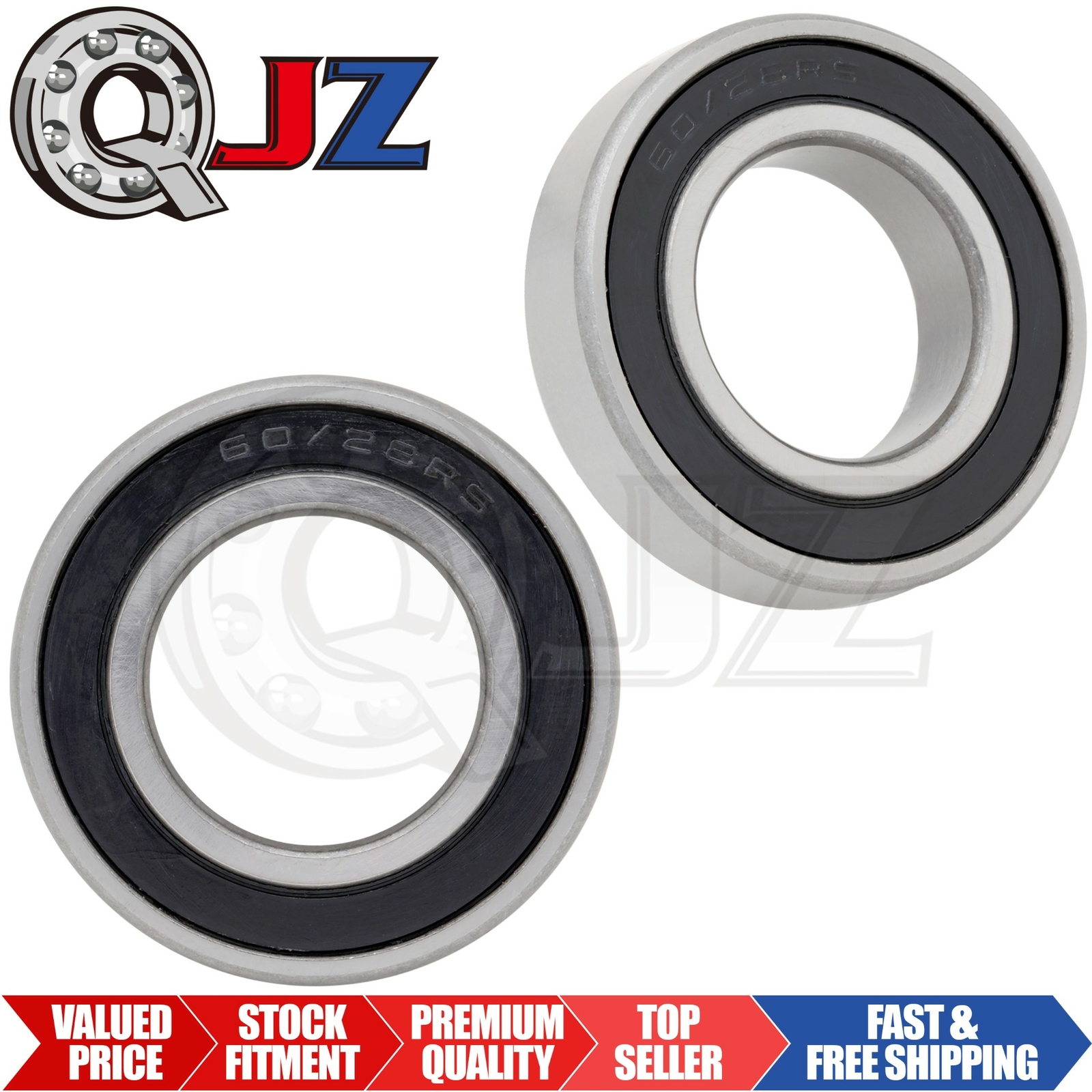 [Qty.2] 60/28-2RS Deep Groove Radial Ball Bearing [28mm ID x 52mm OD x 12mm W]