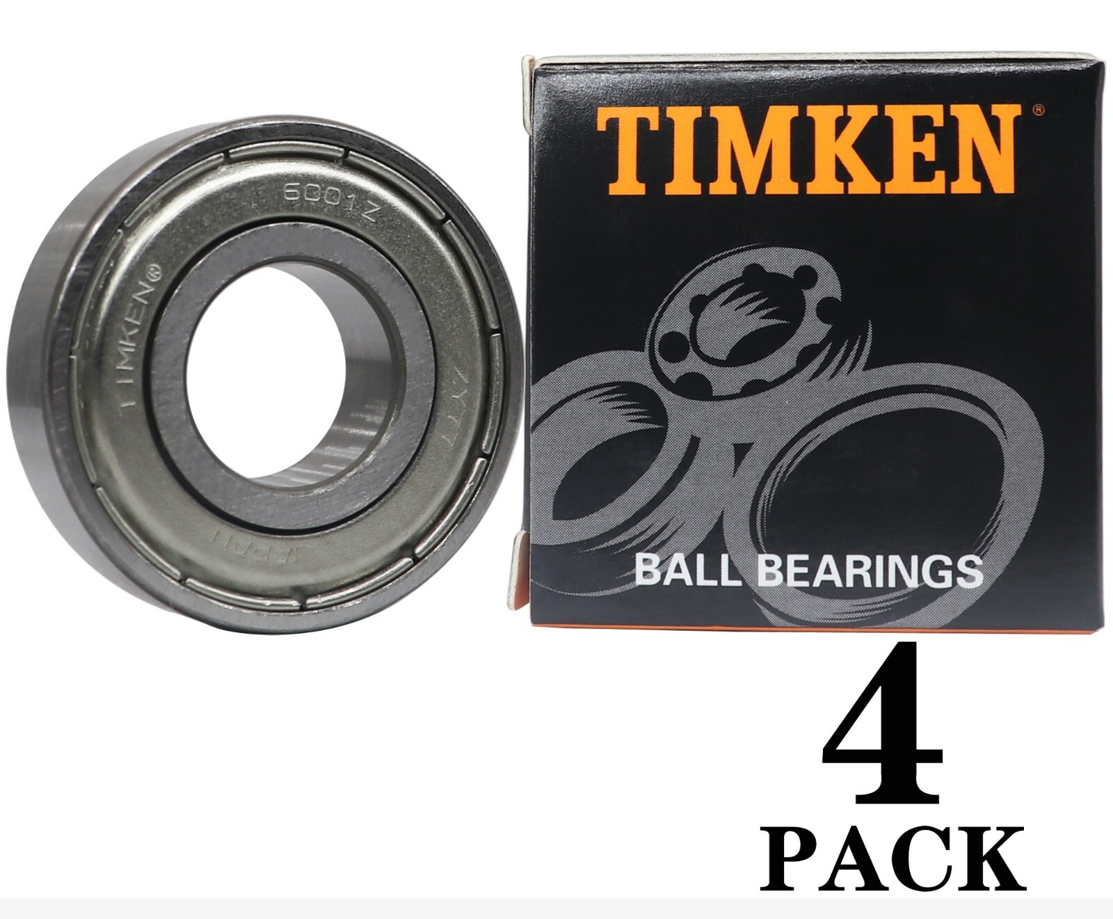 USA TIMKEN 6001-ZZ 12X28X8MM Double Metal Seal Ball Bearings (4 PACK)