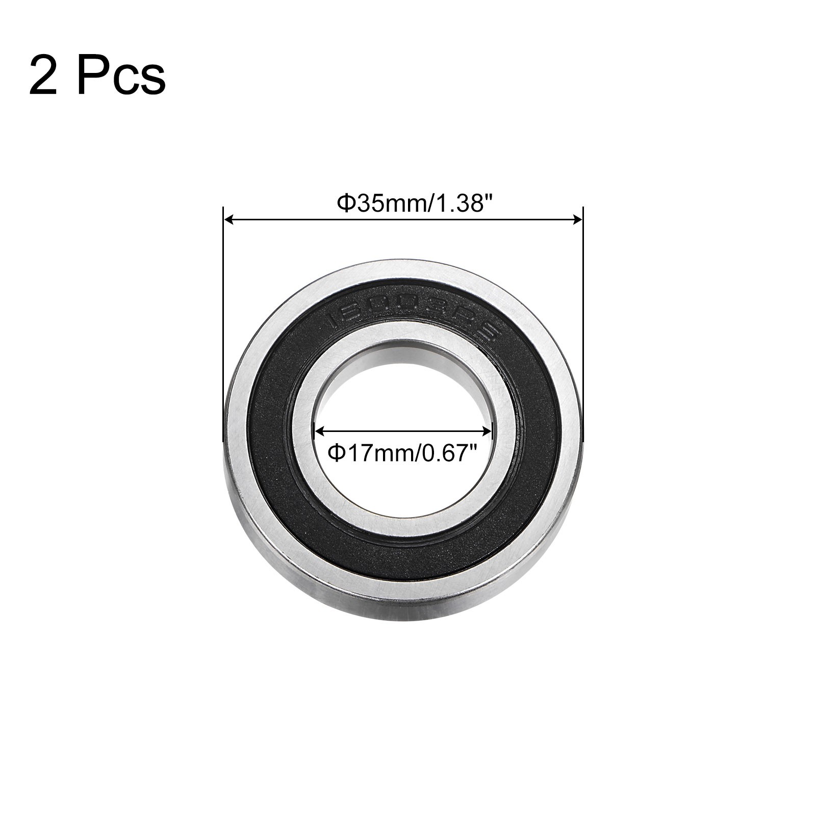 16003-2RS Deep Groove Ball Bearing, 2pcs 17 x 35 x 8mm Z0 Double Rubber Bearing