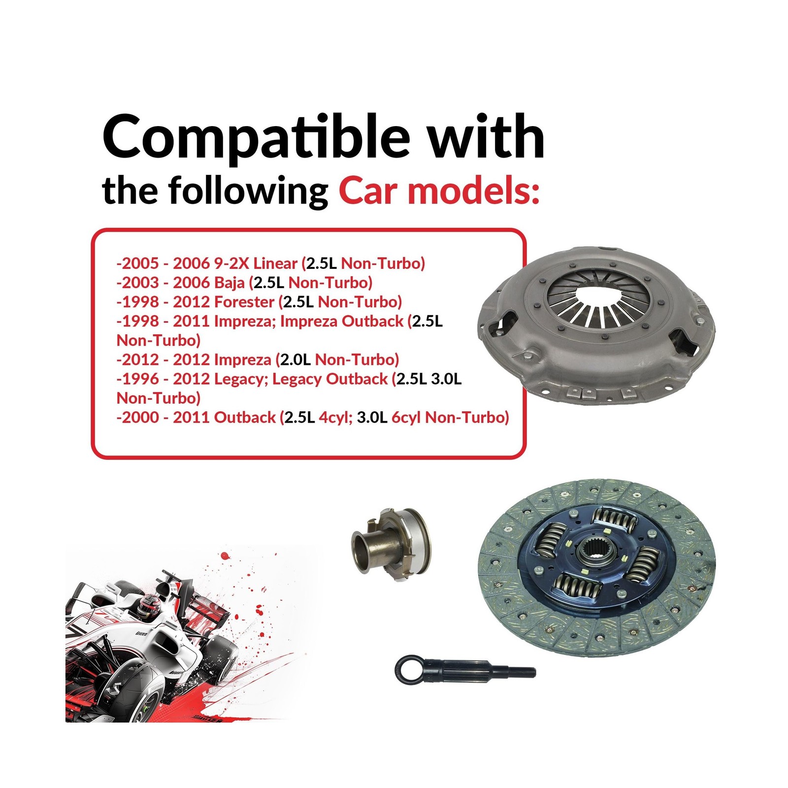 Clutch Kit and Bearing Sleeve compatible with 1996-2012 Forester Impreza Lega…