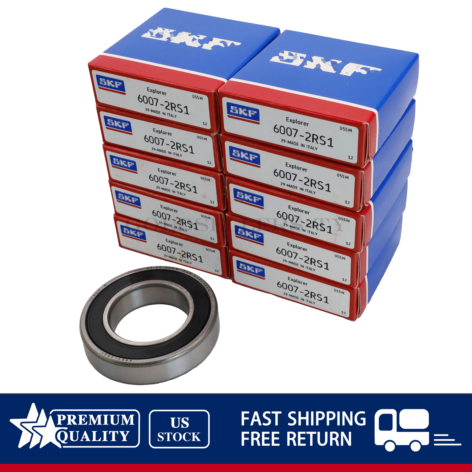 10x Fits SKF 6007 2RS1 Deep Groove Ball Bearing Rubber Sealed 35x62x14mm 6007RS