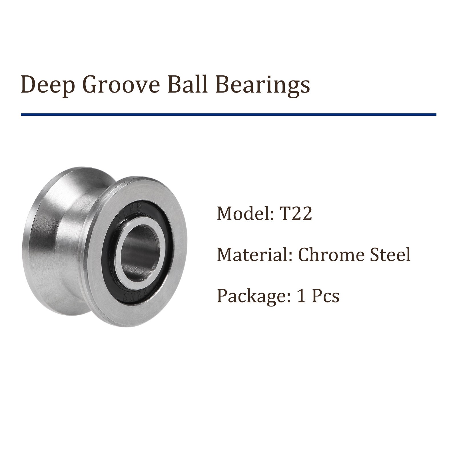 T22 Deep Groove Ball Bearings 8mm x 22.5mm x 13.5mm Chrome Steel Balls