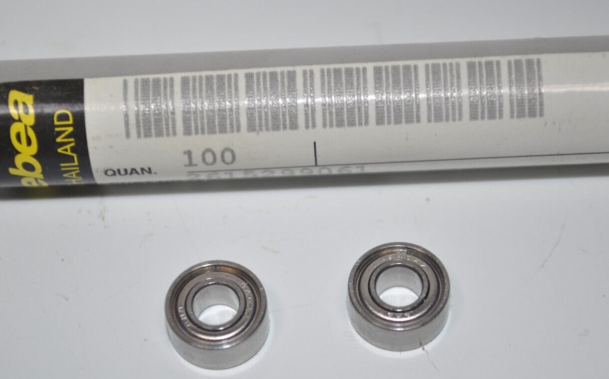 Lot/Tube of 100 NEW Minebea Mitsumi NMB L-940ZZ 4mm X 9mm X 4mm 4x9x4 Bearings