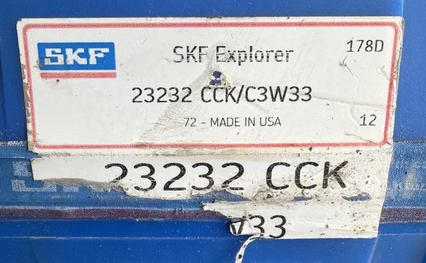 SKF 23232CCKC3W33 SPHERICAL ROLLER BEARING 23232 CCK/C3W33 Nos Surplus