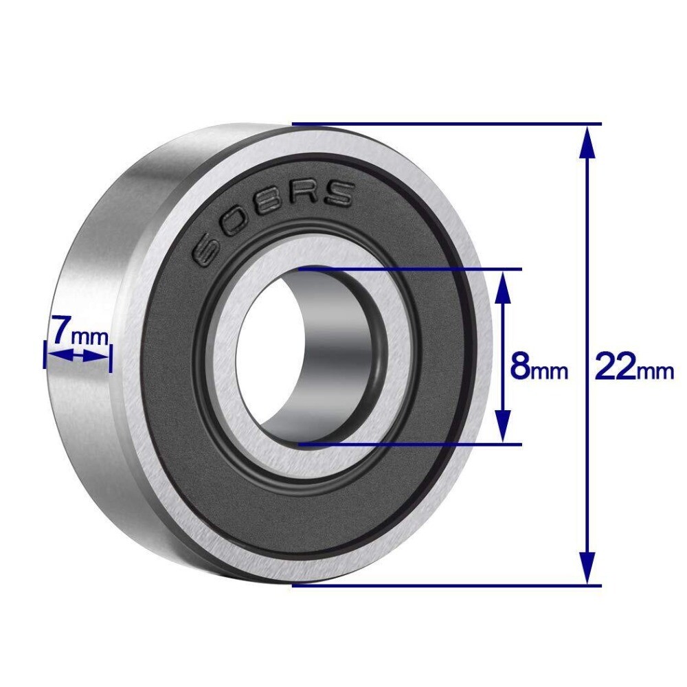 10pcs Ball Bearing 608-2RS Miniature Groove Ball Bearing 8x22x7mm Bearing Steel