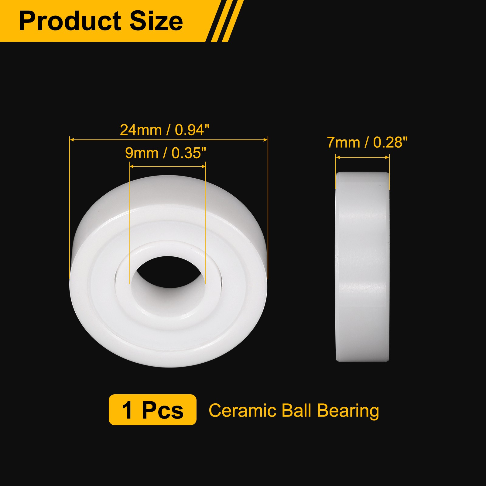 609-2RS Full Ceramic Bearing 9x24x7mm Double Sealed ZrO2 Ceramic Ball