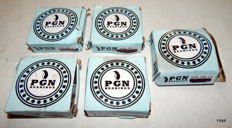 5 QTY PGN 6205 2RS C3 Ball Bearings 52mm x 25mm x 15mm