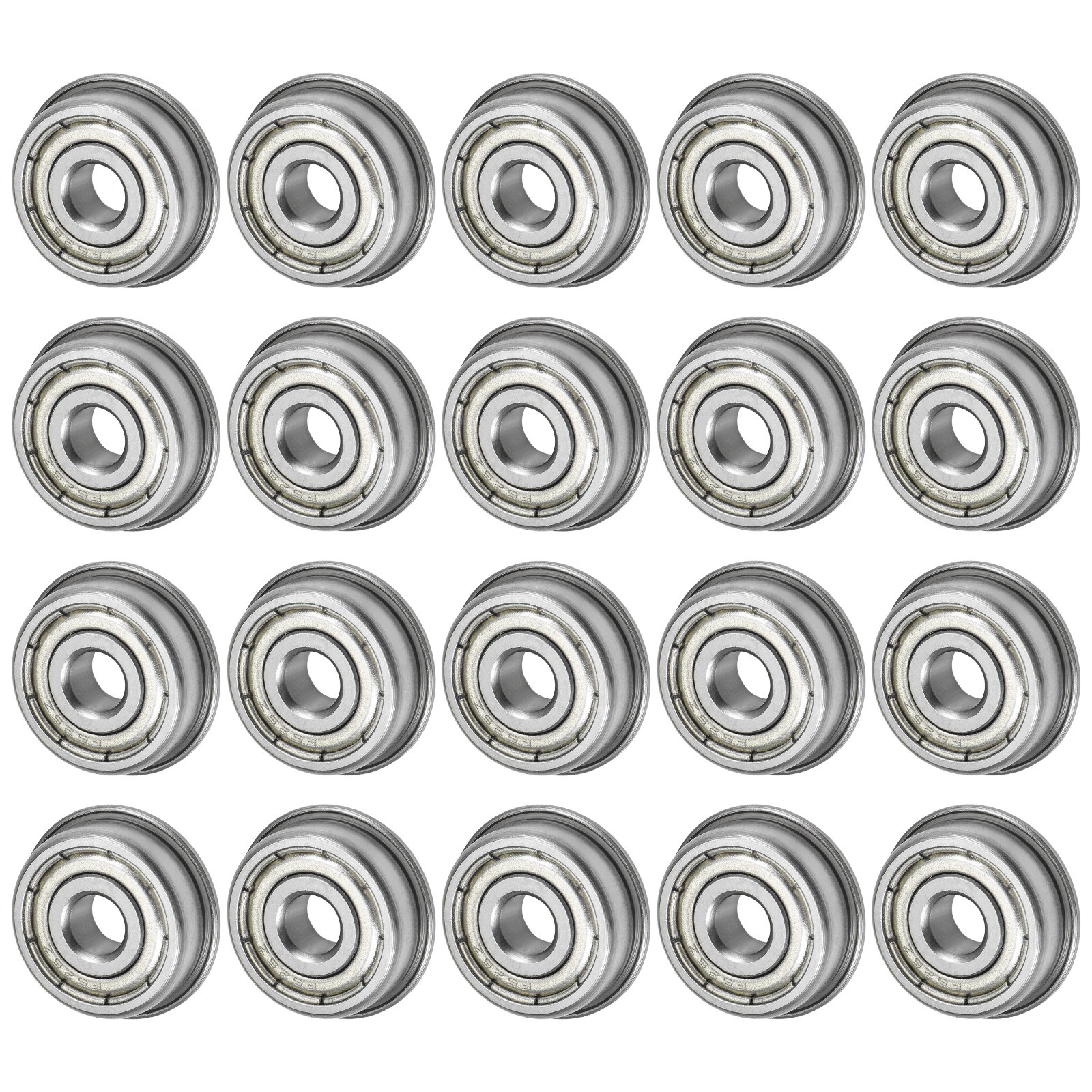 20-Pack F625ZZ Flanged Ball Bearing, 5x16x5mm Metal Sealed Chrome Steel