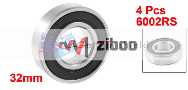 4 Pcs 6002RS 32mm Outer 15mm Inner Dia Single Row Deep Groove Ball Bearing