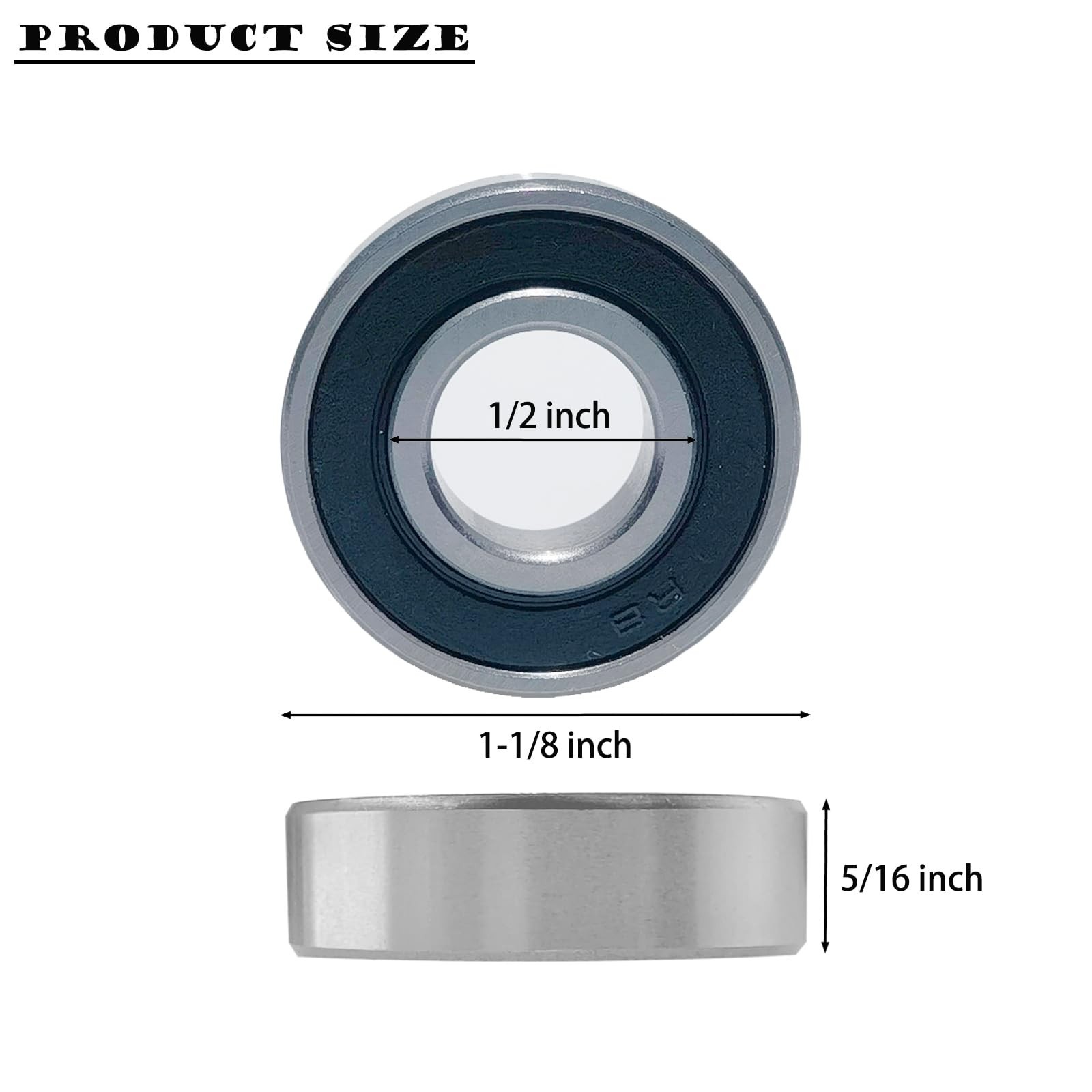 10 PCS R8-2RS Ball Bearing 1/2in Bore x 1-1/8in OD x 5/16in Thick ABEC3 Bearings