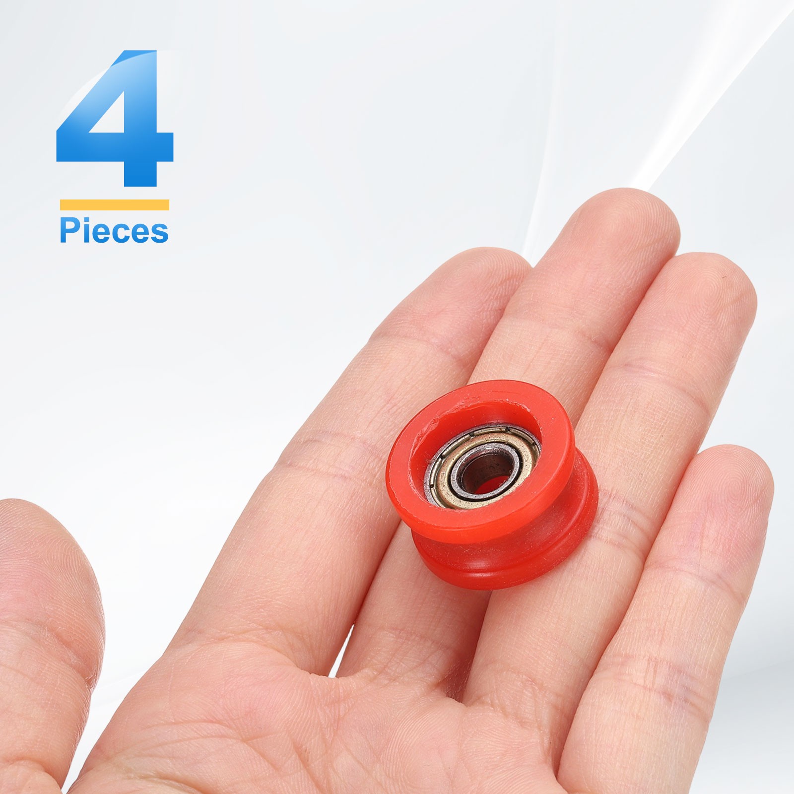 4Pcs Groove Plastic Guide Bearing 6x23x11.4mm Pulley Roller(Red)