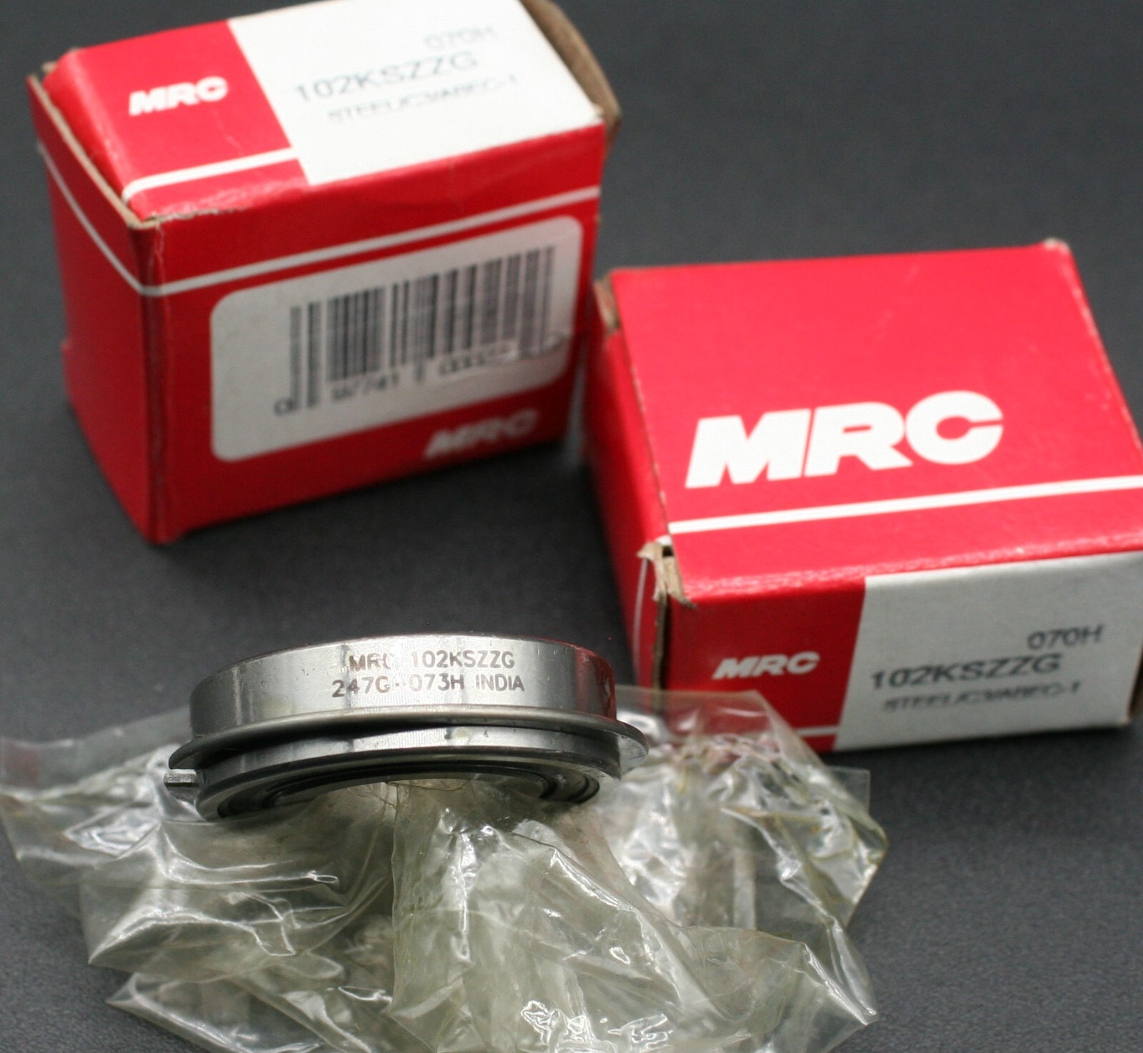 Two (2) MRC 102 KSZZG 070H C3 Deep Groove Bearing w Snap Ring 15MM ID INDIA NEW