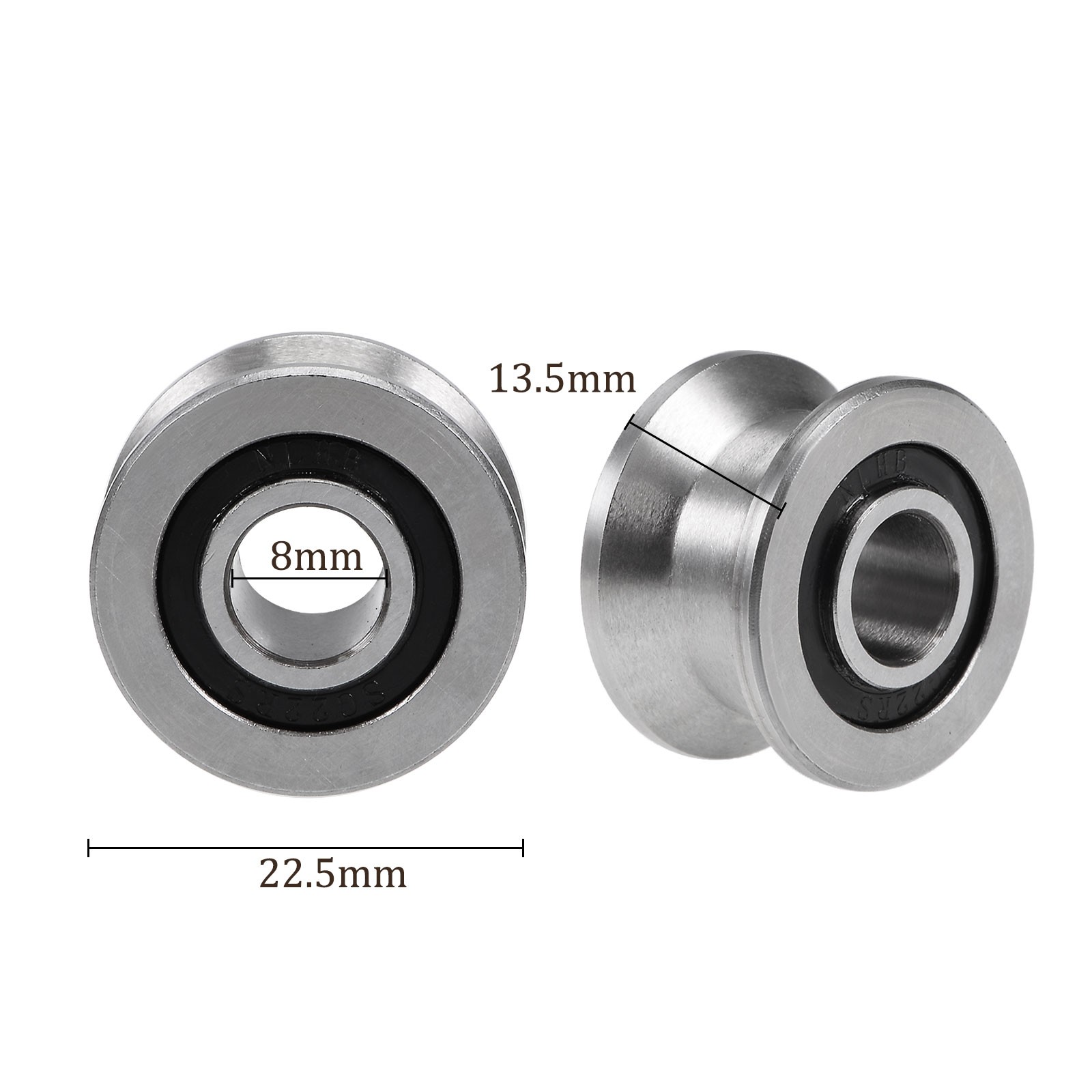 T22 Deep Groove Ball Bearings 8mm x 22.5mm x 13.5mm Chrome Steel Balls