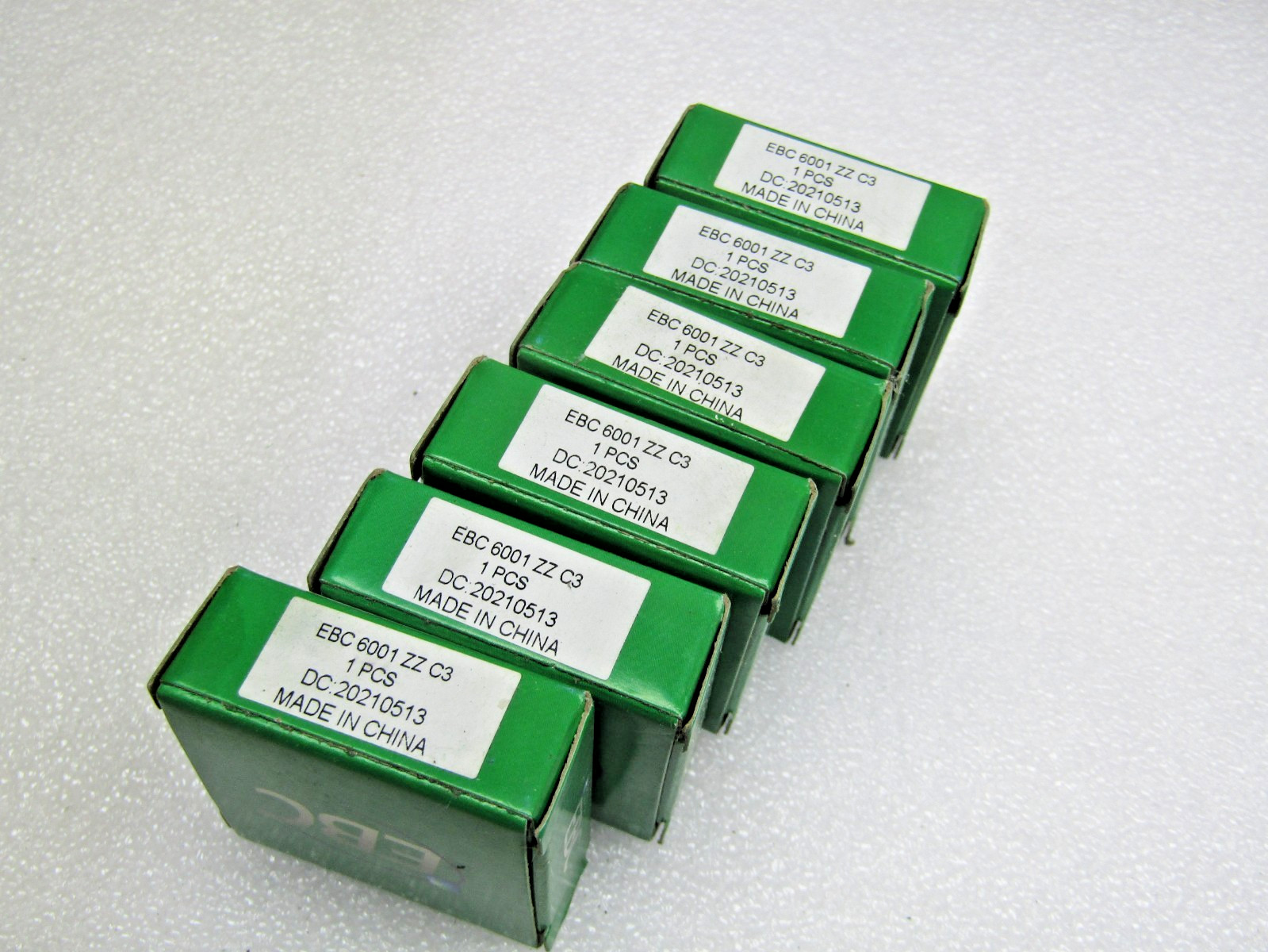 (Lot of 6) EBC 6001-ZZ C3 12mm X 28mm X 8mm Shielded Bearing