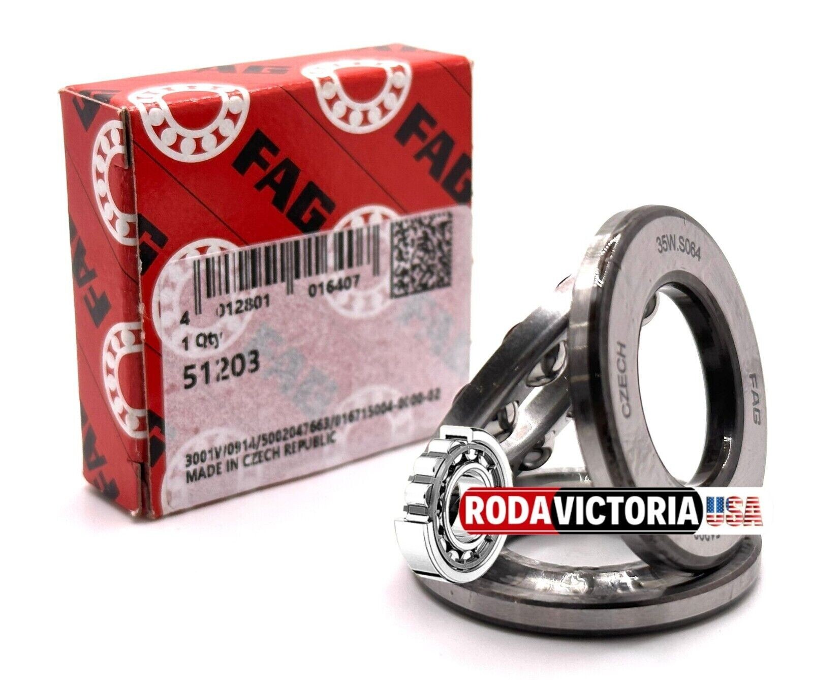 FAG 51203 Thrust Ball Bearings 17x35x12mm.