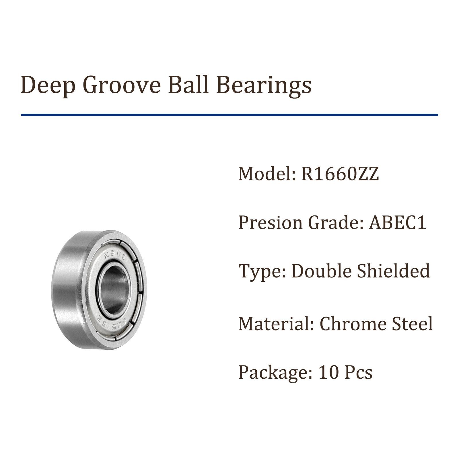10pcs Deep Groove Ball Bearings 6x16x5mm Chrome Steel Balls Double Shield ABEC1