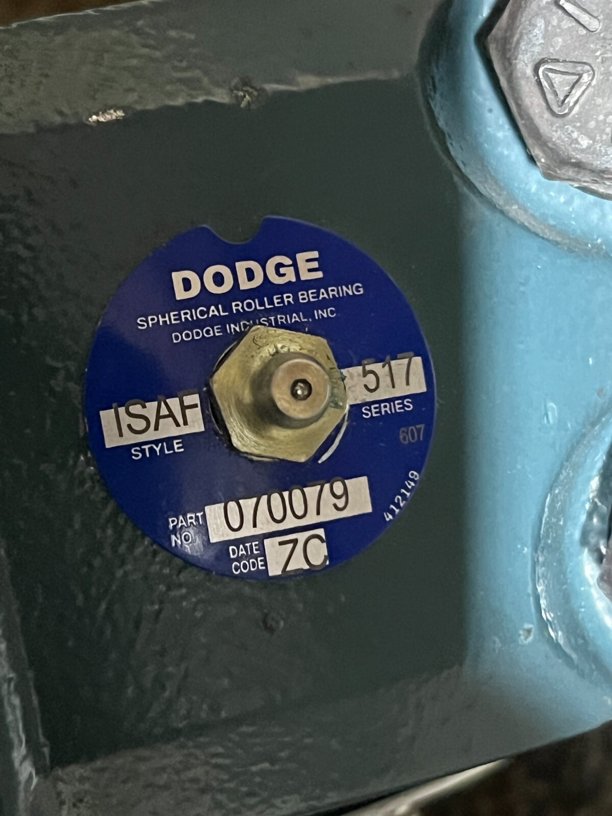 Dodge 070079 Pillow Block Roller Bearing Unit Blue Green