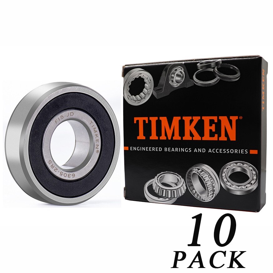 (10 Pack) TIMKEN 6305-2RS 25X62X17MM Double Rubber Seal Ball Bearings 6305RS