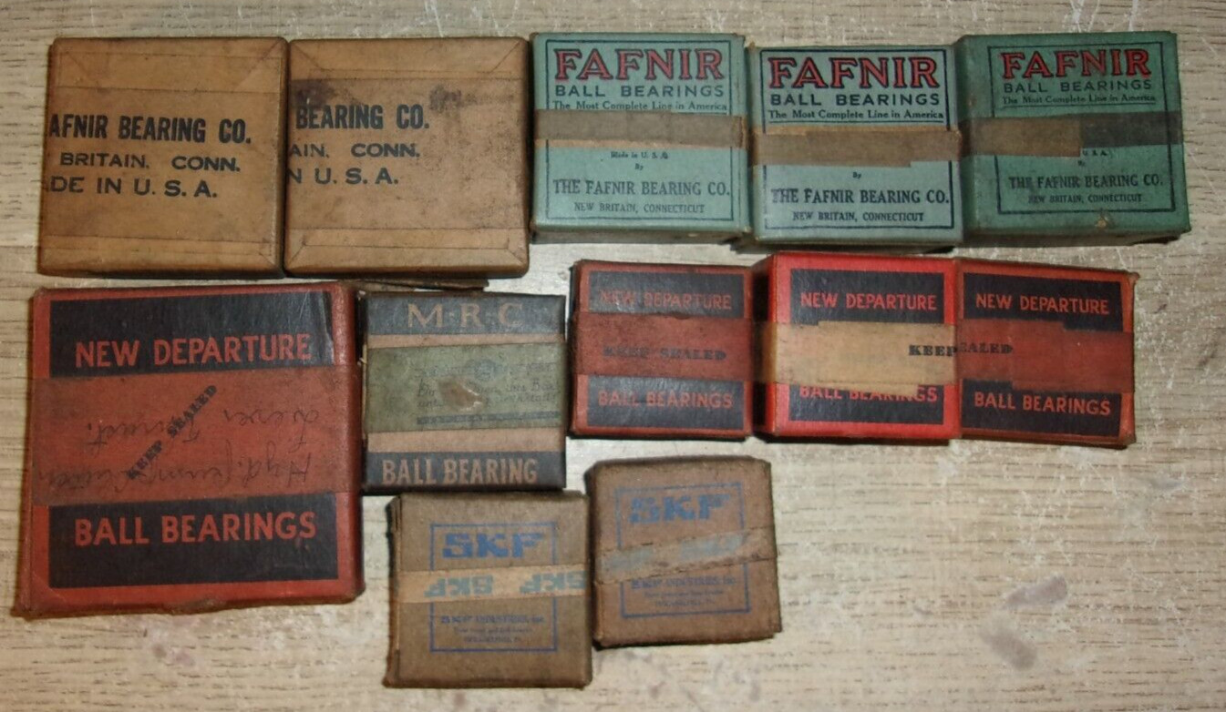 Vintage Lot of 12 MRC Fafnir SKF New Departure Ball Bearings Assorted Sizes
