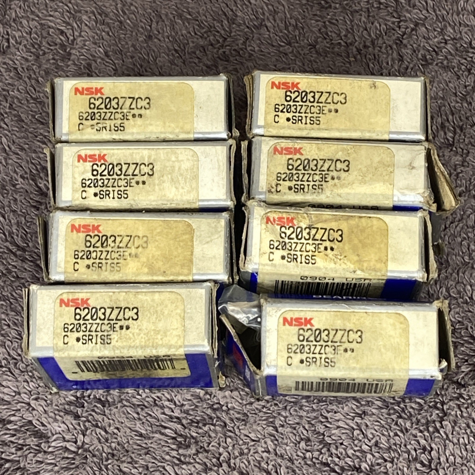 (8) NSK 6203-ZZ C3 17mm X 40mm X 12 mm Metal Shielded Bearing NOS NIB