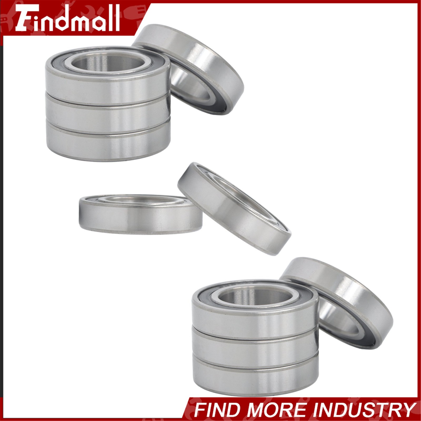 Findmall 6007-2RS Deep Groove Bearings 10pcs 35x62x14mm Rubber Sealed Set