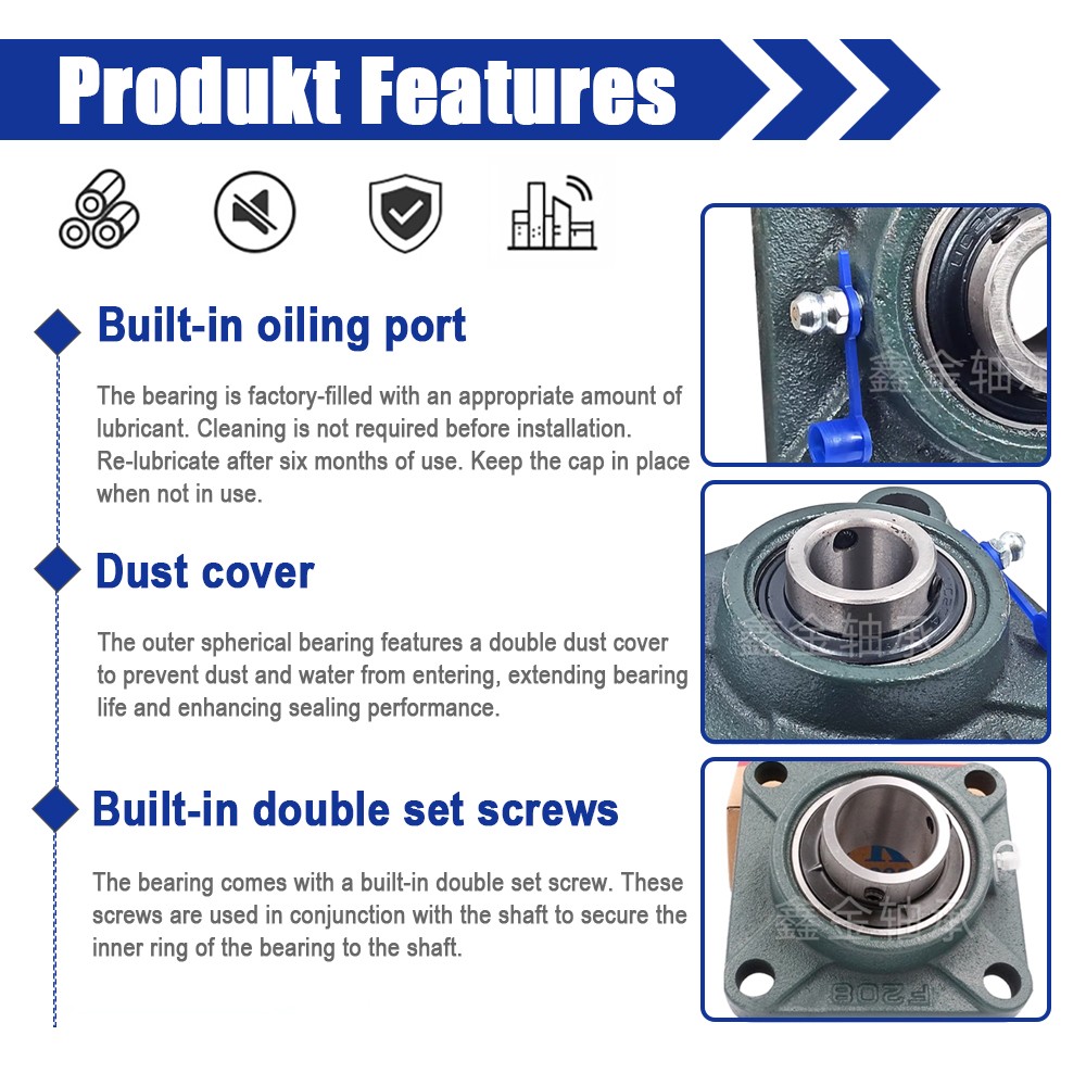UCF203 to UCF212, Bore 17mm-60mm Self Lube Metric Take Up Unit Housing & Bearing