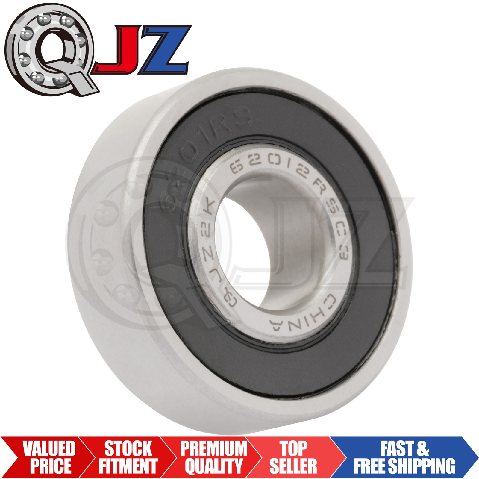 [Qty.1] 6201-2RS Deep Groove Radial Ball Bearing [12mm ID x 32mm OD x 10mm W]