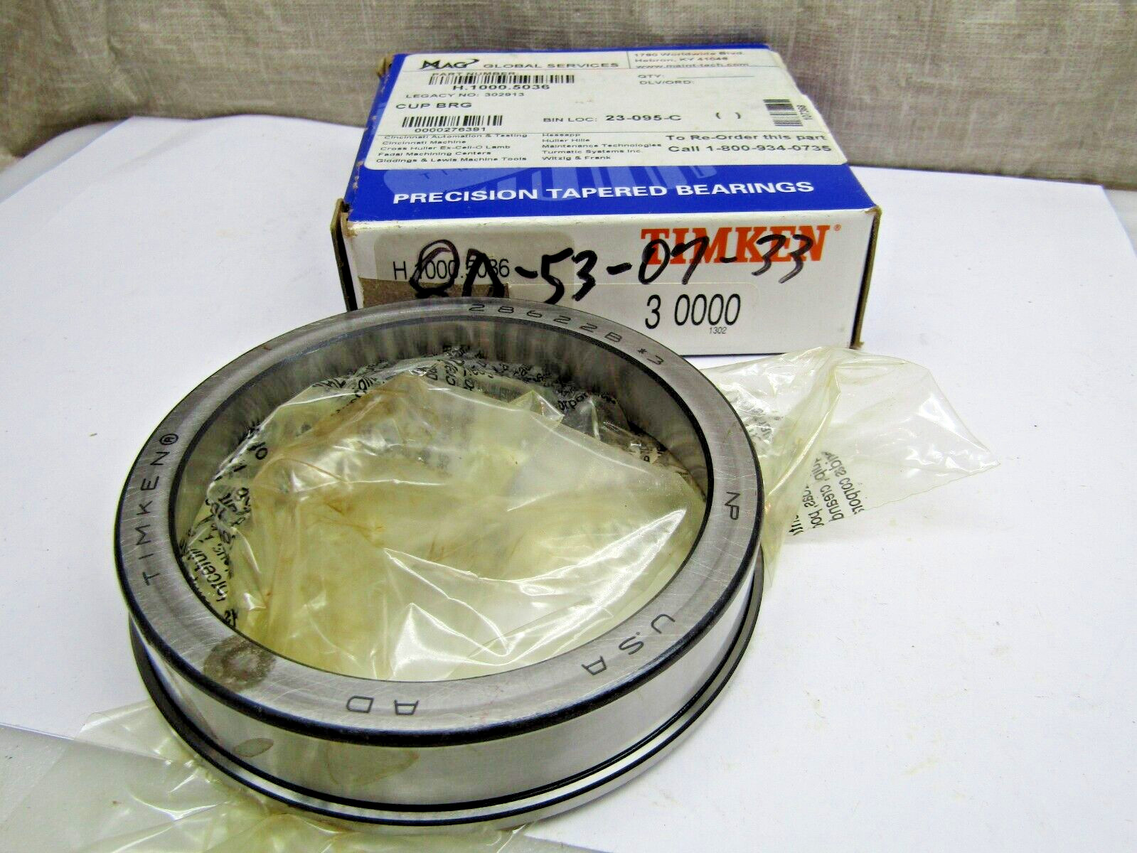 Timken 28622B -30000 *3 Class 3 Precision Flanged Tapered Roller Bearing Cup