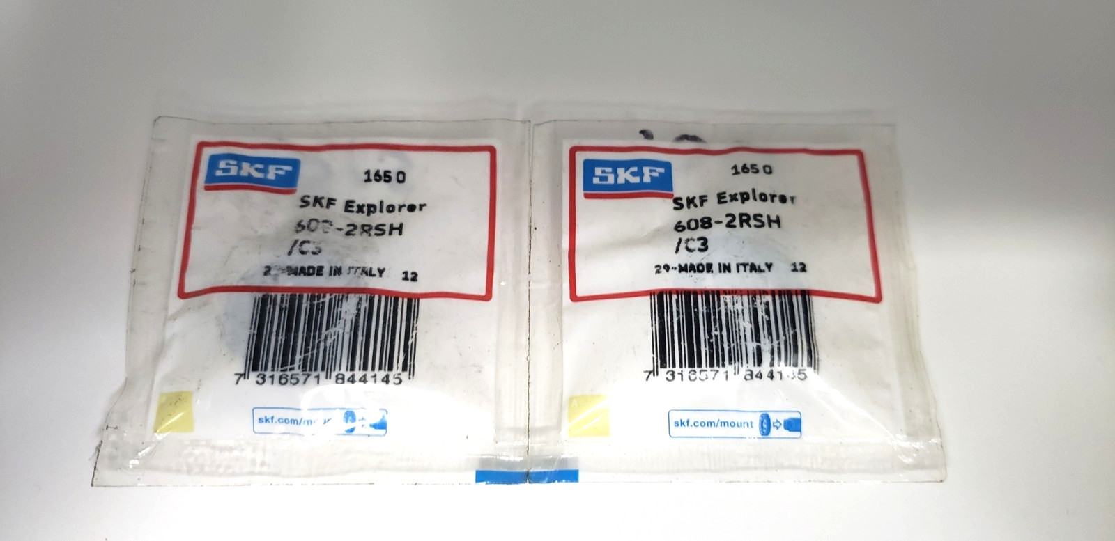 SKF 608 2RSH/C3 RADIAL DEEP GROOVE BALL BEARING, DOUBLE SEALED (LOT OF 2) NIB