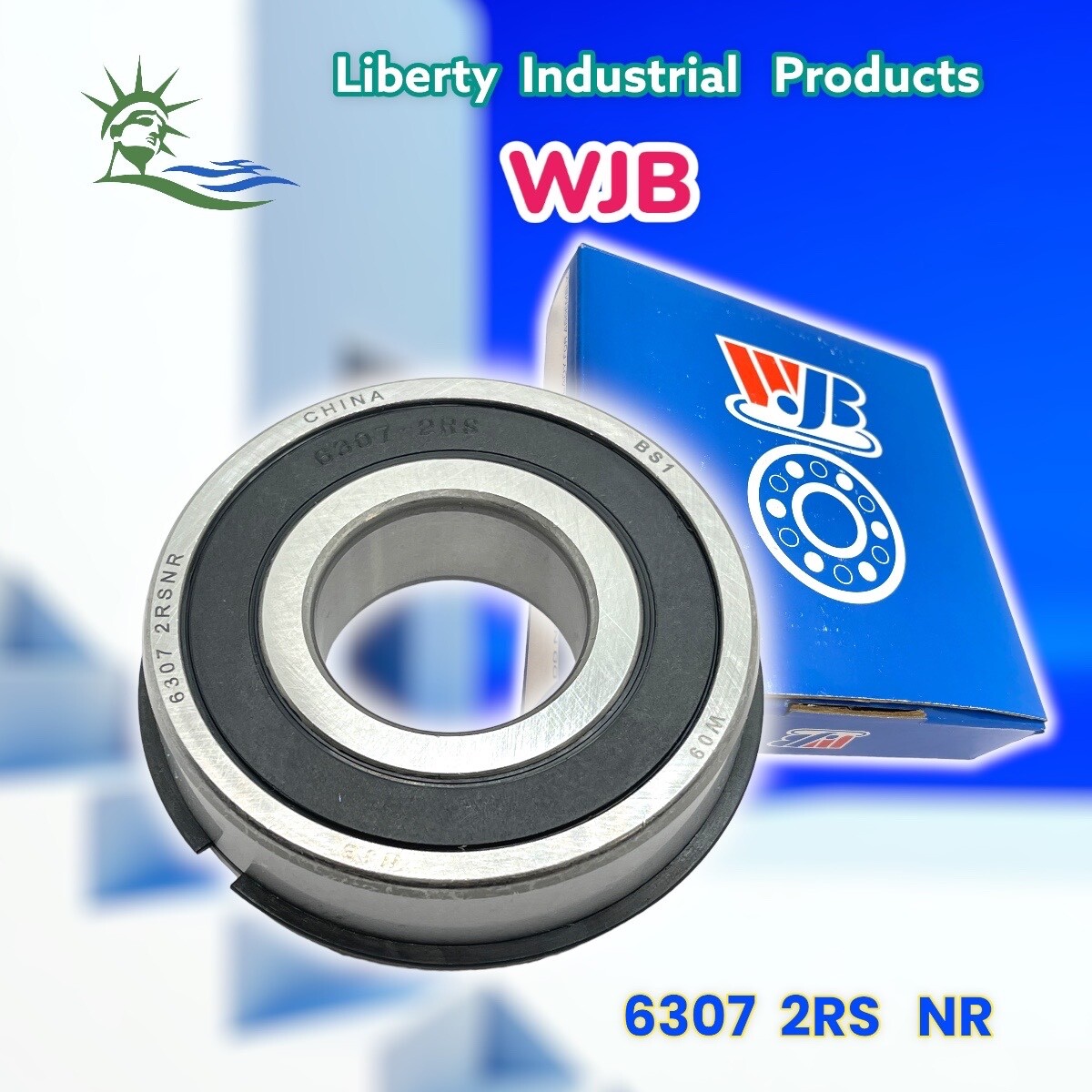 WJB 6307-2RS-NR W/ Snap Ring 6307-NR-2RS ball bearings 6307-RS NR By Premium Brg