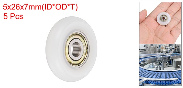 5Pcs 625ZZ Nylon Plastic Guide Bearing 5x26x7mm Pulley Roller, White