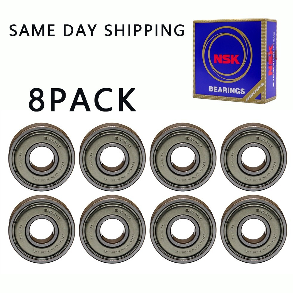 (Qty.8) NSK 608ZZ Precision Bearings 8X22X7mm,Rotating Quiet High Speed Bearings