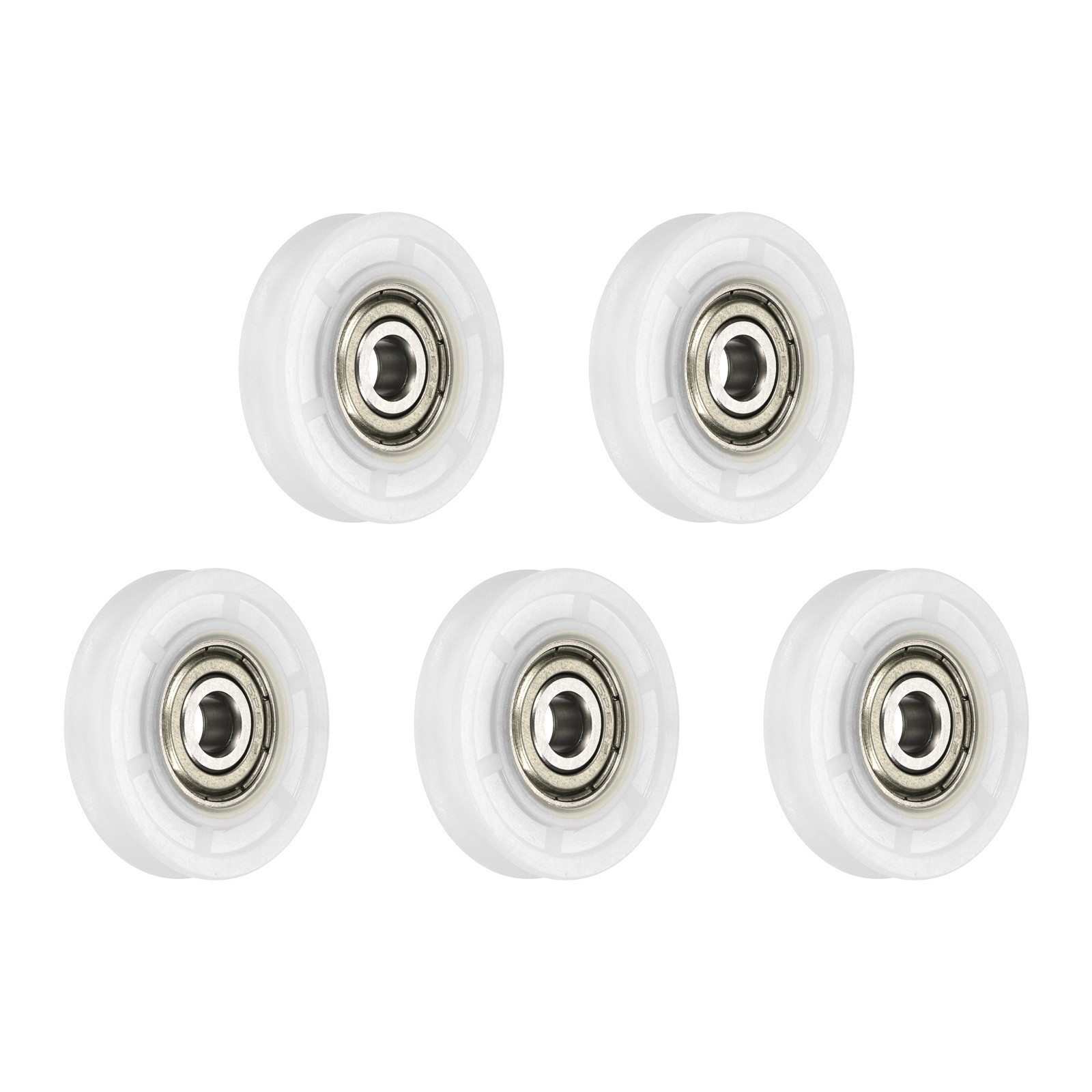 5 Pcs White Groove Nylon Plastic Guide Bearing 6x33x7mm Pulley Roller