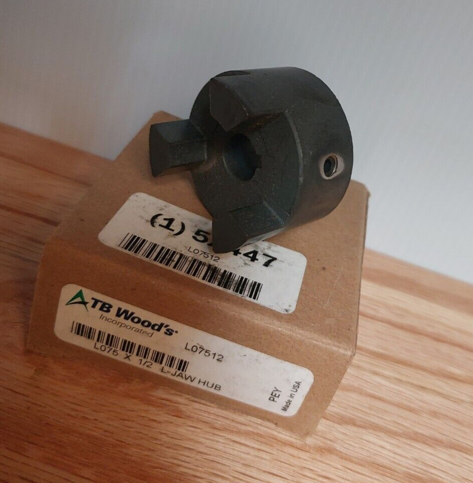 TB Wood’s L-Jaw Coupling Hub, L075 x 1/2″ Bore Diameter 1/8″ x 1/16″ Keyway Size