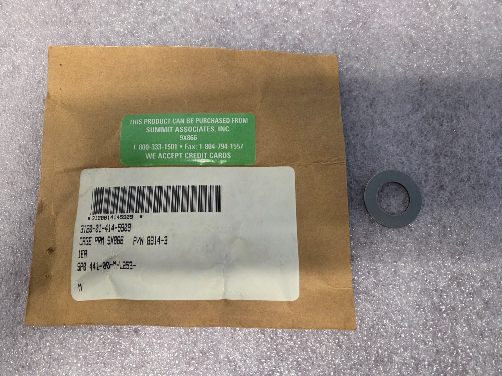 *1 PIECE’ – PN# 8814-3 – BEARING, WASHER, THRUST – NSN: 3120-01-414-5909