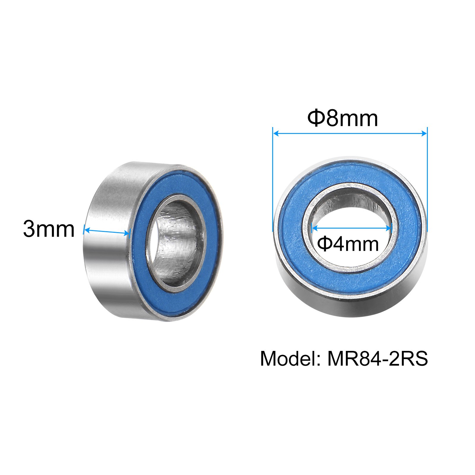 10pcs MR84-2RS Miniature Deep Groove Ball Bearings 4x8x3mm Rubber Sealed Bearing