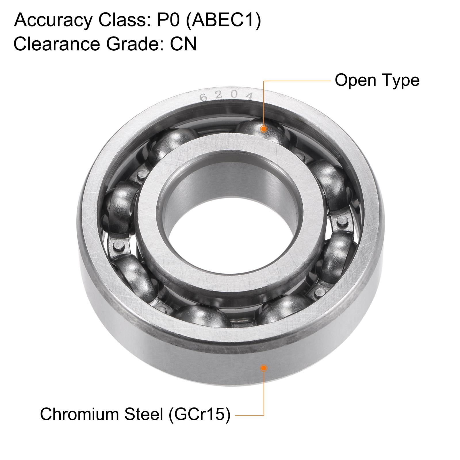 2pcs 6204 Deep Groove Ball Bearings 12x32x14mm CN Open Type Chrome Steel