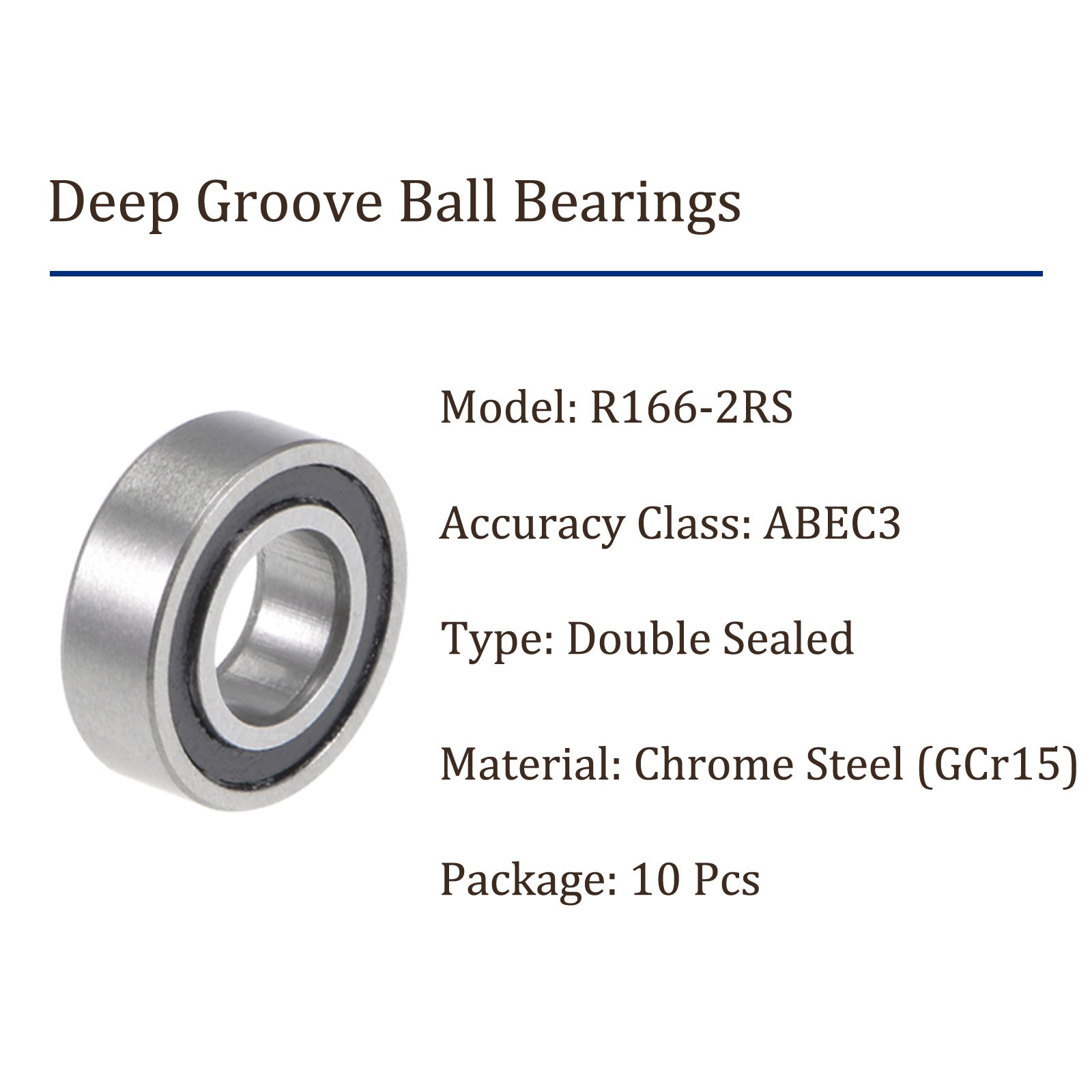 10pcs Ball Bearings 3/16 Inch x 3/8 Inch x 1/8 Inch Chrome Steel ABEC3