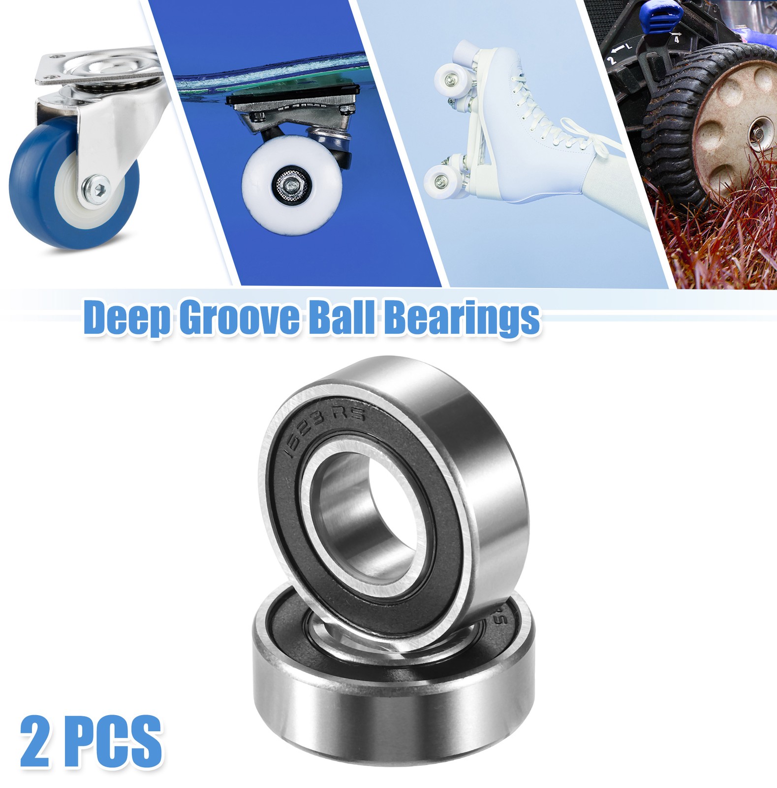 2 Pcs 1623-2RS 15.857×34.925×11.112mm Single Row Deep Groove Ball Bearings