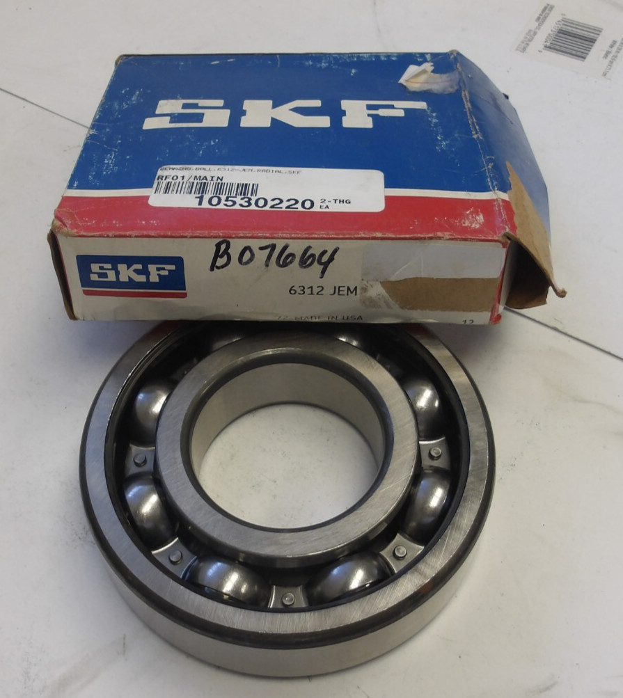 SKF 6312-JEM, SINGLE ROW DEEP GROOVE BALL BEARING BRAND NEW